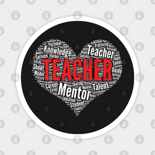 Teacher Heart Shape Word Cloud Design design Magnet by theodoros20